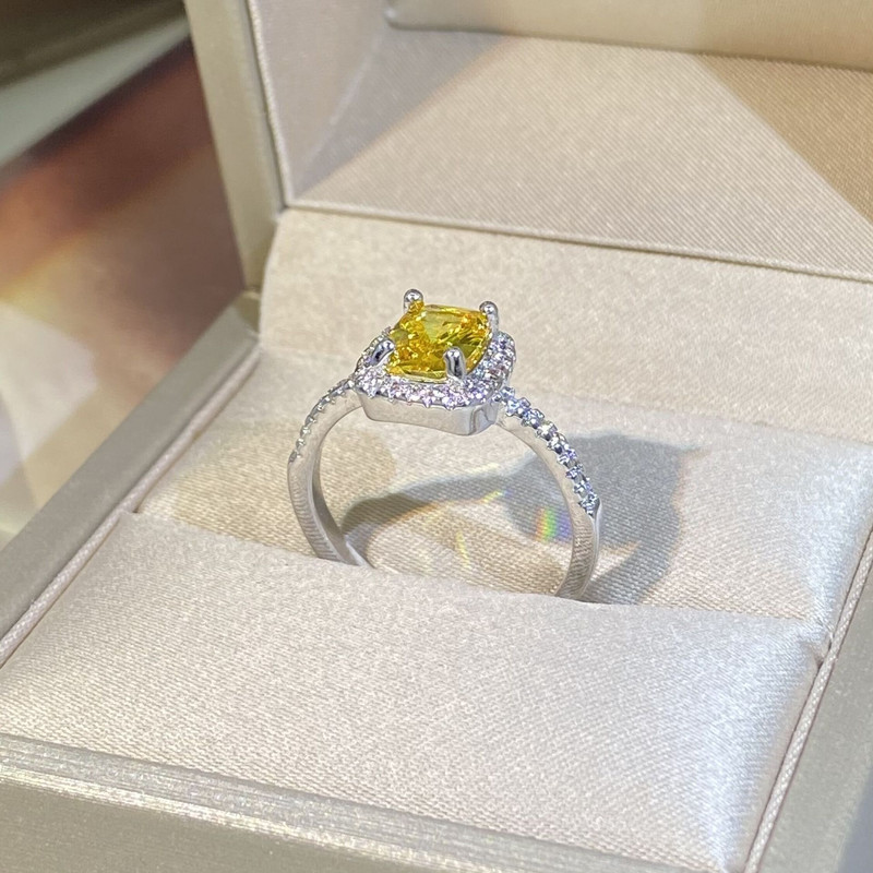 NOU delicat topaz prințesă pătrat cu diamant complet inel cuplu pentru femei clasic geometric cadou de Ziua Îndrăgostiților bijuterii cu ridicata