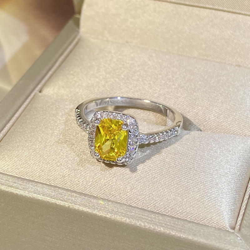 NOU delicat topaz prințesă pătrat cu diamant complet inel cuplu pentru femei clasic geometric cadou de Ziua Îndrăgostiților bijuterii cu ridicata