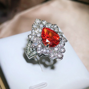 2022 ΝΕΟ Μόδα Floral Οβάλ Σαμπάνιας Πορτοκαλί Ολόσωμο Διαμαντένιο Δαχτυλίδι Ζευγαριού Γυναικείο Γεωμετρικό Αρραβώνα Κοσμήματα νυφικού δώρου για πάρτι