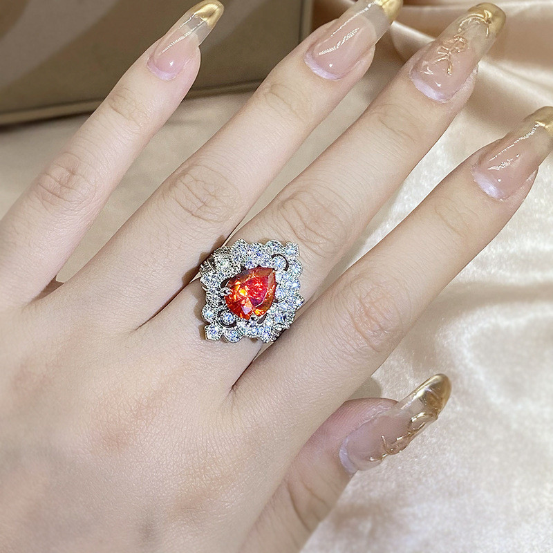 2022 NOU modă Floral oval șampanie portocaliu cu diamant complet inel de cuplu pentru femei geometric logodna cadou mireasa bijuterii de petrecere