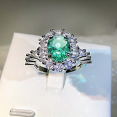 2022 NOUA Tendință Super Sparkling Smarald Paraiba Inel de cuplu pentru femei dublu diamant complet cristal cadou aniversare bijuterii de petrecere
