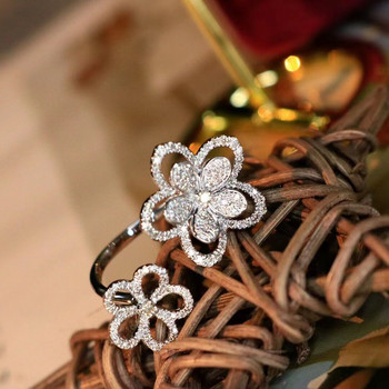 Δημιουργικό ασύμμετρο κοίλο διπλό δαχτυλίδι πεταλούδας για γυναίκες λουλούδι γεωμετρικό αρραβώνα Νυφικό κοσμήματα Dropshipping