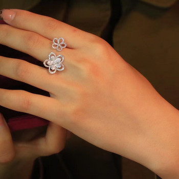 Δημιουργικό ασύμμετρο κοίλο διπλό δαχτυλίδι πεταλούδας για γυναίκες λουλούδι γεωμετρικό αρραβώνα Νυφικό κοσμήματα Dropshipping