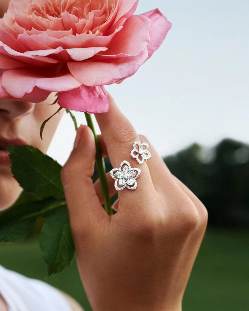 Inel de cuplu cu fluture dublu, asimetric, creativ, pentru femei, flori geometrice de logodnă, cadou de mireasă, bijuterii Dropshipping