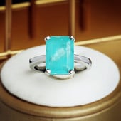 Inel delicat de cuplu cu diamante pline de baghetă de prințesă Paraiba Paraiba pentru femei, zirconiu geometric, bijuterii cadou de Ziua Îndrăgostiților