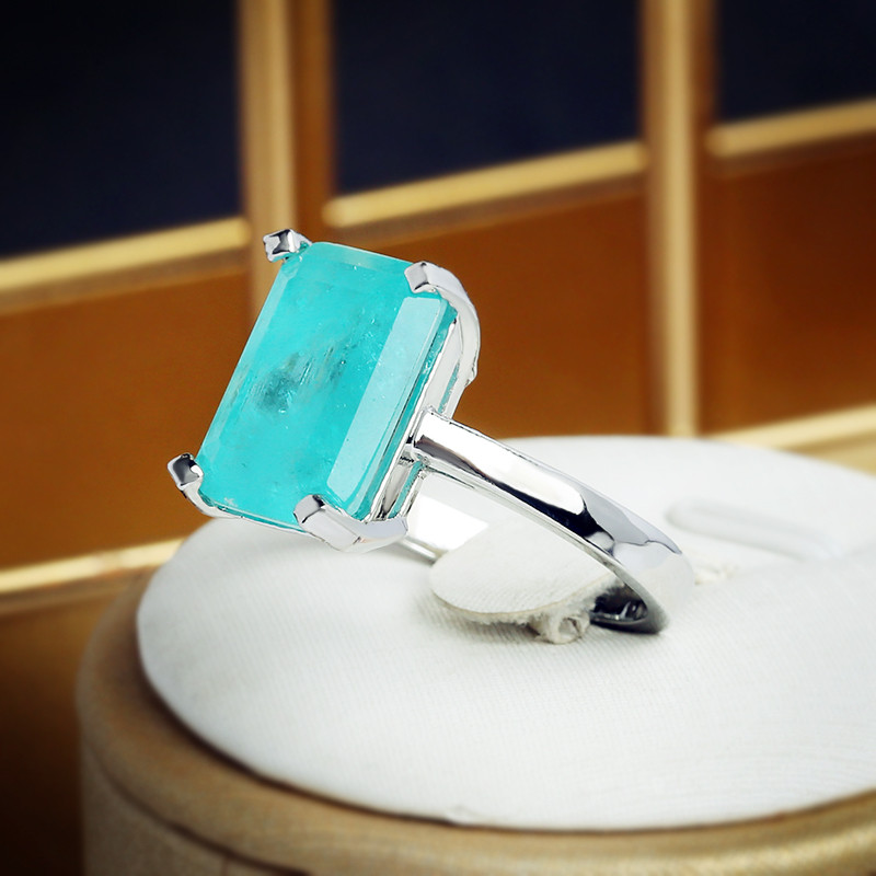 Inel delicat de cuplu cu diamante pline de baghetă de prințesă Paraiba Paraiba pentru femei, zirconiu geometric, bijuterii cadou de Ziua Îndrăgostiților