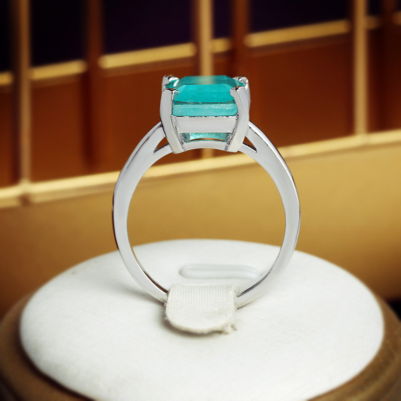 Inel delicat de cuplu cu diamante pline de baghetă de prințesă Paraiba Paraiba pentru femei, zirconiu geometric, bijuterii cadou de Ziua Îndrăgostiților