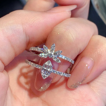 НОВА Тенденция Супер Флаш трислоен цветен овален пълен диамантен пръстен за двойка за жени Геометричен годеж Булчински подарък Бижута за парти