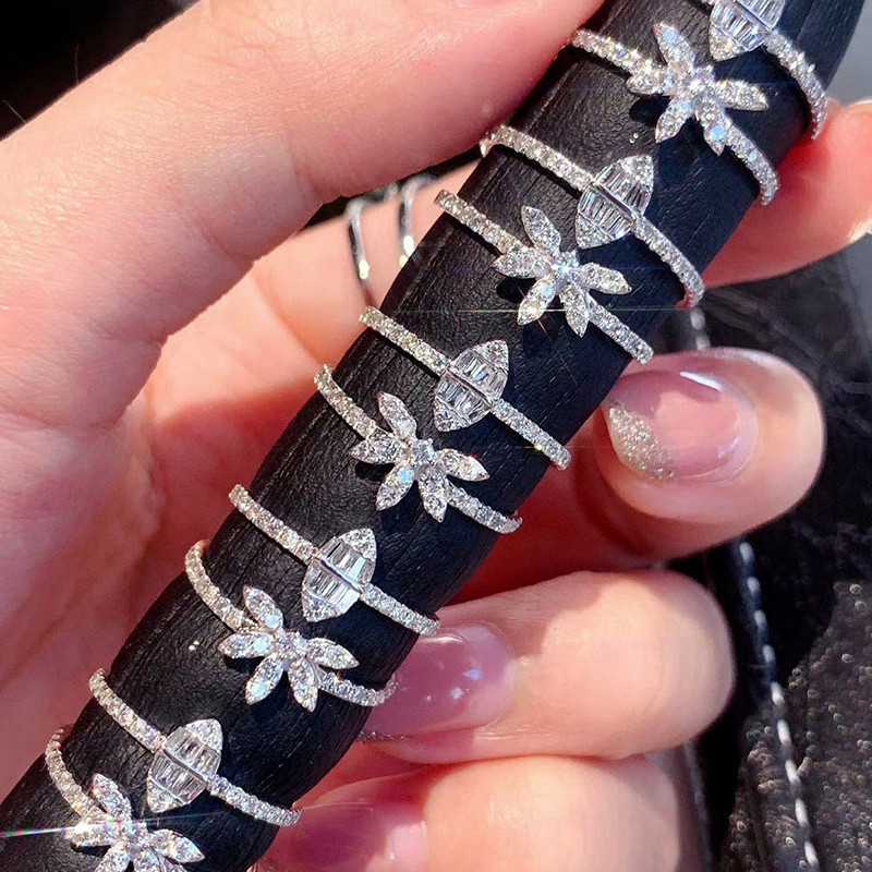 NOUA Tendință Super Flash, flori cu trei straturi, ovale, cuplu cu diamante, pentru femei, geometric, cadou de logodnă, bijuterii de petrecere