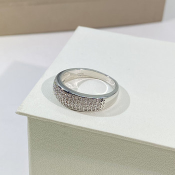 2022 НОВ класически три реда, пълни с диамантени двойки пръстени за жени Геометричен циркон Подарък за годишнина Парти бижута на едро
