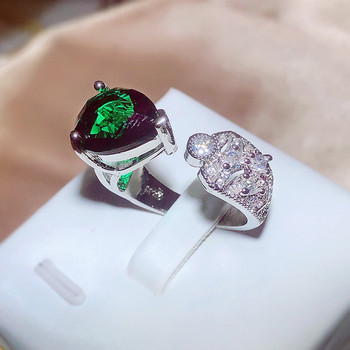 НОВ моден изумруден овален неправилен кръгъл пълен диамантен отварящ се регулируем пръстен за двойка за жени Годежен булчински подарък бижута