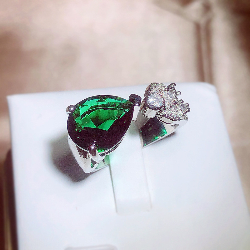 NOU modă smarald oval neregulat rotund complet cu deschidere cu diamante reglabil inel de cuplu pentru femei logodna cadou mireasa bijuterii