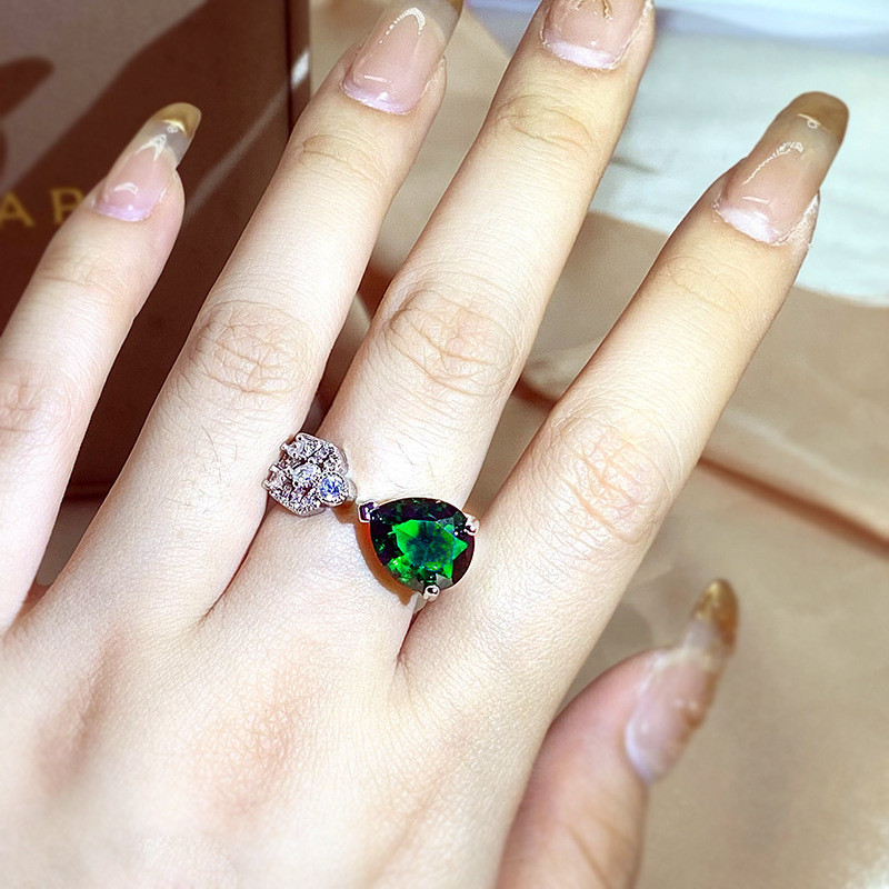 NOU modă smarald oval neregulat rotund complet cu deschidere cu diamante reglabil inel de cuplu pentru femei logodna cadou mireasa bijuterii