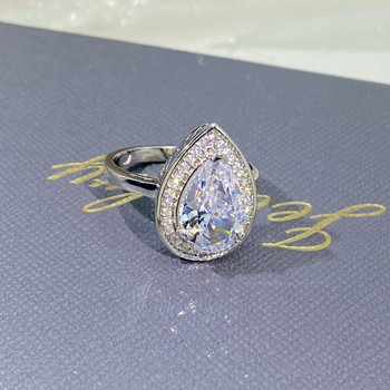 Класическа крушовидна форма, сърца и стрели, овален пълен диамантен пръстен за двойка за жени Прост геометричен годежен подарък за Хелоуин Бижута
