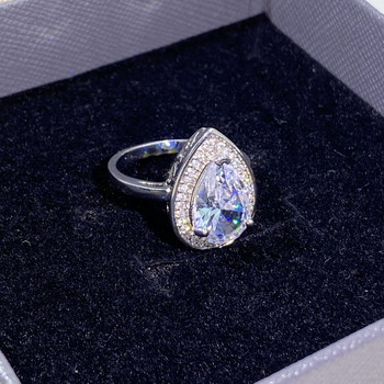 Класическа крушовидна форма, сърца и стрели, овален пълен диамантен пръстен за двойка за жени Прост геометричен годежен подарък за Хелоуин Бижута