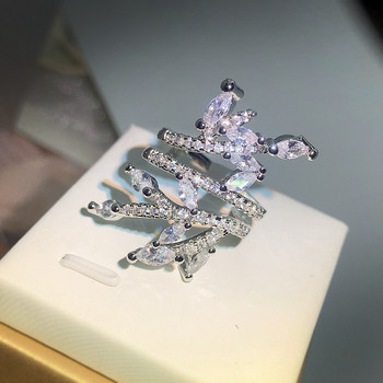 2022 НОВИ Творчески Paraiba Цветни канапни двойки пръстени за жени Многослойни кристали Пълен диамант Подарък за Свети Валентин Бижута