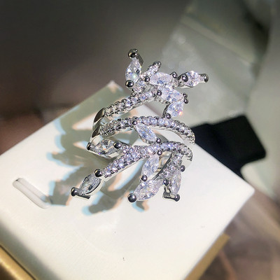 2022 НОВИ Творчески Paraiba Цветни канапни двойки пръстени за жени Многослойни кристали Пълен диамант Подарък за Свети Валентин Бижута