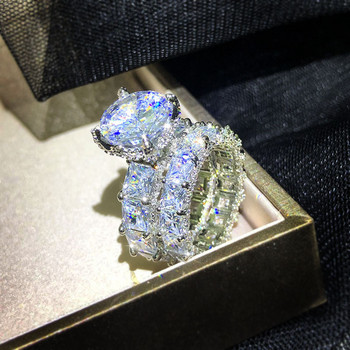 2021 ΝΕΑ S925 Big Bling Ζιργκόν Χρώμα Δαχτυλίδια για Γυναικεία Γάμος Αρραβώνας Χριστουγεννιάτικο Δώρο Μόδα κοσμήματα Χονδρική