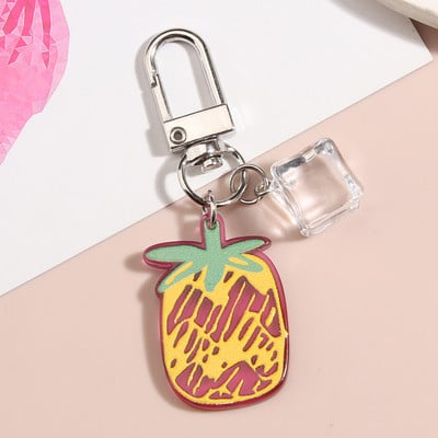 Breloc cu desene animate Ice Cube Struguri Pepene Avocado Breloc Acrilic Fructe Breloc Pentru Femei Bărbați Adolescenți Husă pentru căști Cadouri