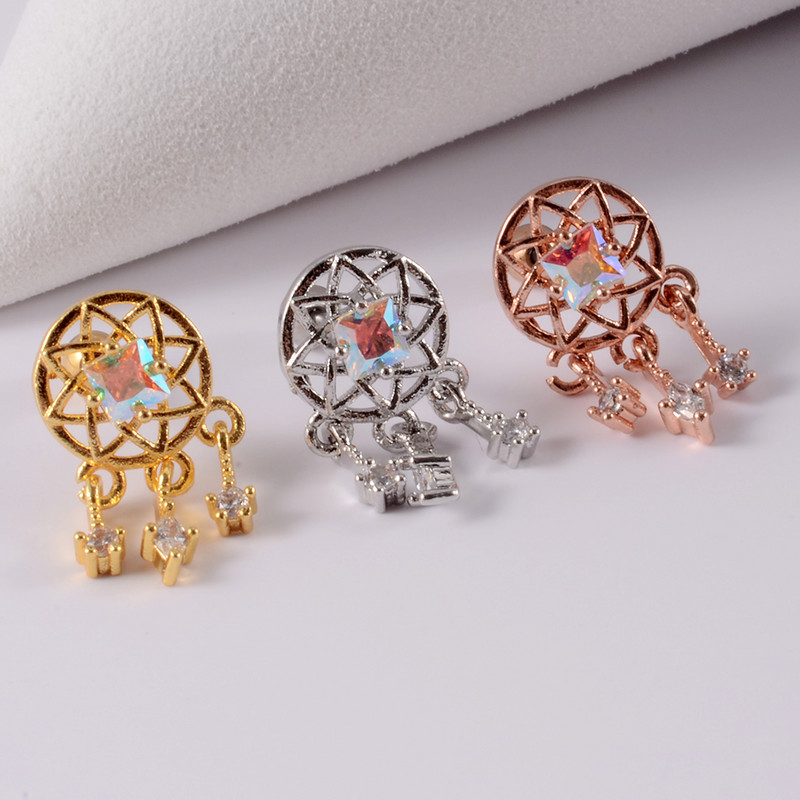 1Pc Bohemia Feather Dream Catcher Dreamcatcher Drop Dangle Lobe Σκουλαρίκια για Γυναικεία Ear Tragus Cartilage Piercing Jewelry 20g