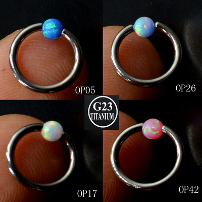 1 τεμ. 16G δαχτυλίδια μύτης τιτανίου Captive Bead Ring Opal Ball Ear Septum Helix Close Θηλή χείλος Tragus Κοσμήματα για διάτρηση φρυδιών