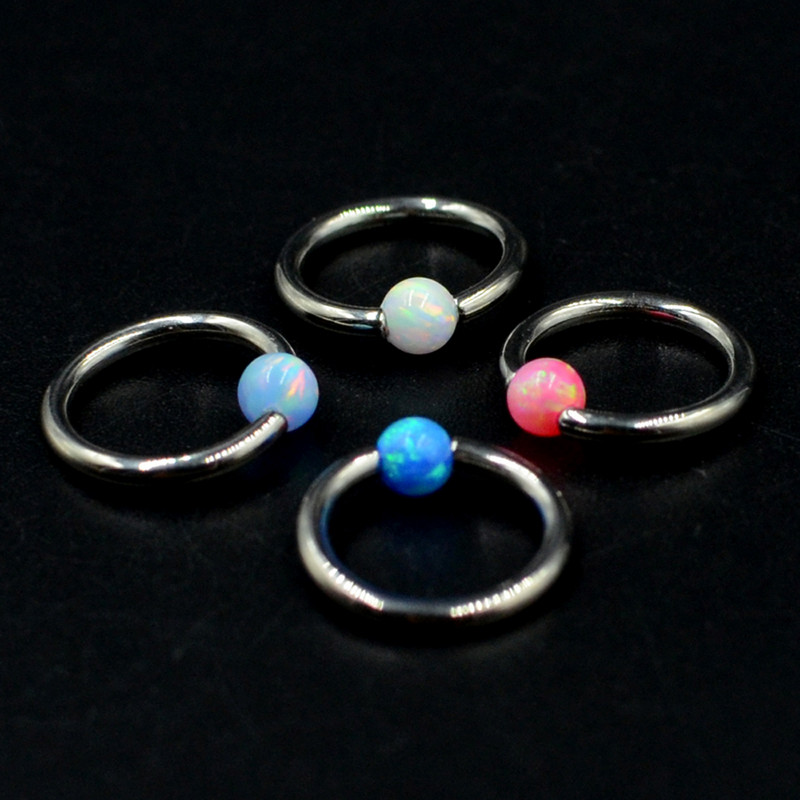 1 τεμ. 16G δαχτυλίδια μύτης τιτανίου Captive Bead Ring Opal Ball Ear Septum Helix Close Θηλή χείλος Tragus Κοσμήματα για διάτρηση φρυδιών