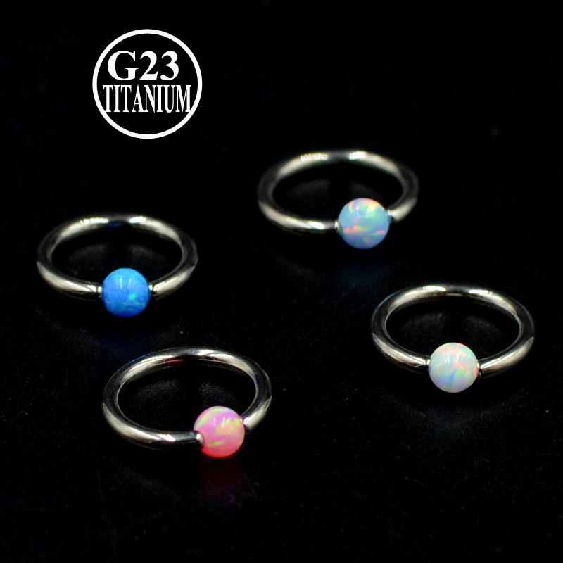 1 τεμ. 16G δαχτυλίδια μύτης τιτανίου Captive Bead Ring Opal Ball Ear Septum Helix Close Θηλή χείλος Tragus Κοσμήματα για διάτρηση φρυδιών