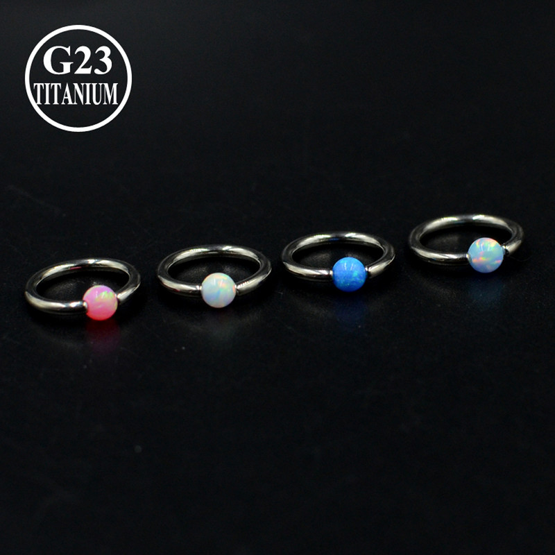 1 τεμ. 16G δαχτυλίδια μύτης τιτανίου Captive Bead Ring Opal Ball Ear Septum Helix Close Θηλή χείλος Tragus Κοσμήματα για διάτρηση φρυδιών