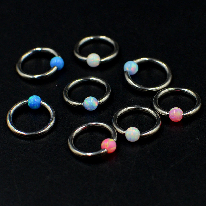 1 τεμ. 16G δαχτυλίδια μύτης τιτανίου Captive Bead Ring Opal Ball Ear Septum Helix Close Θηλή χείλος Tragus Κοσμήματα για διάτρηση φρυδιών