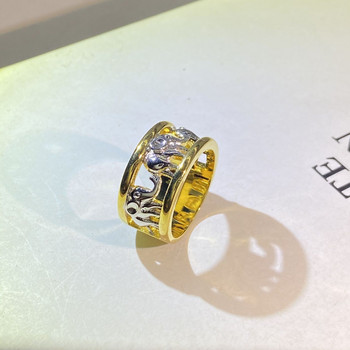 Ρετρό δίχρωμο χρυσό 18 καρατίων διάτρητο δαχτυλίδι ζευγαριού ελέφαντα για γυναίκες Κυριαρχικά γεωμετρικά δώρο κοσμήματα για την ημέρα του Αγίου Βαλεντίνου Χονδρική