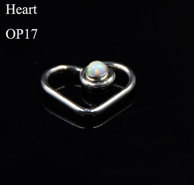 1 kom Opal CZ Gem Daith Okrugli savitljivi prsten u obliku srca Tragus hrskavica Naušnica Srce za uši Naušnica Nakit za tijelo za piercing 16G