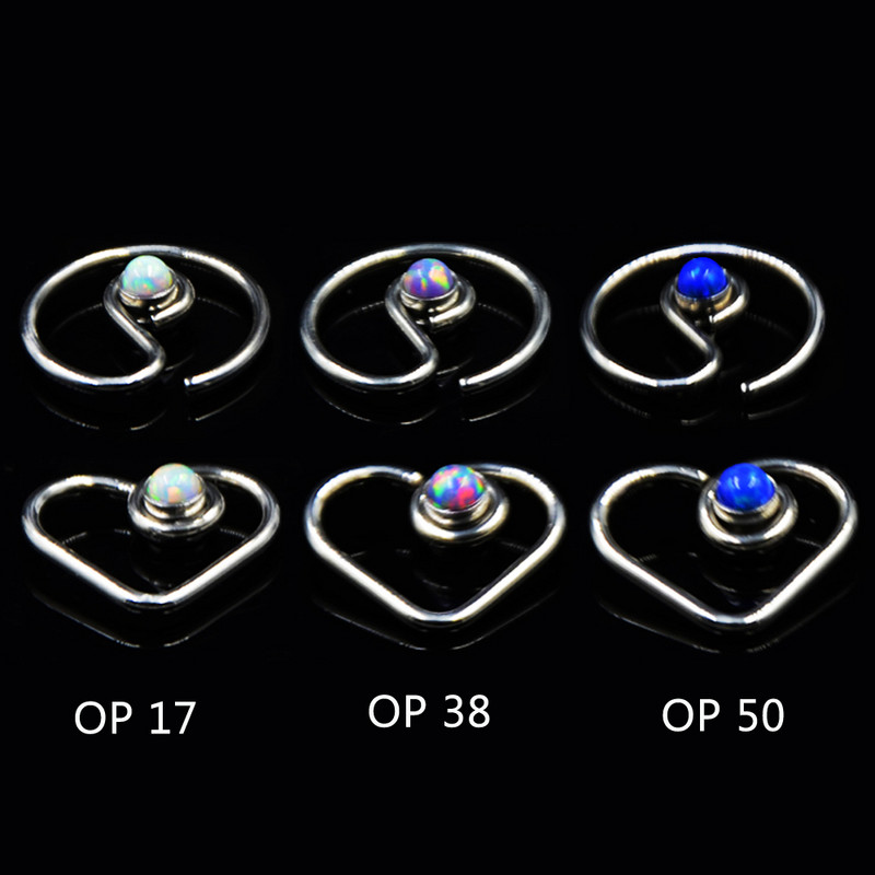 1 kom Opal CZ Gem Daith Okrugli savitljivi prsten u obliku srca Tragus hrskavica Naušnica Srce za uši Naušnica Nakit za tijelo za piercing 16G