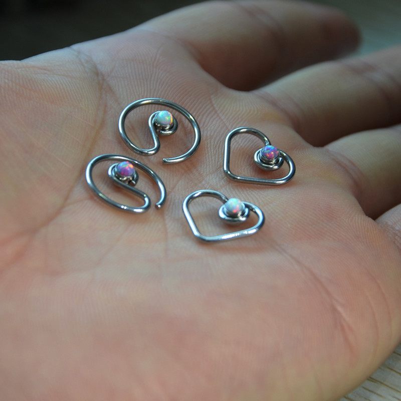 1 kom Opal CZ Gem Daith Okrugli savitljivi prsten u obliku srca Tragus hrskavica Naušnica Srce za uši Naušnica Nakit za tijelo za piercing 16G