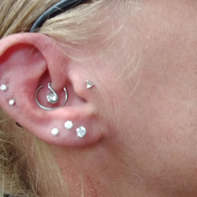 1 kom Opal CZ Gem Daith Okrugli savitljivi prsten u obliku srca Tragus hrskavica Naušnica Srce za uši Naušnica Nakit za tijelo za piercing 16G
