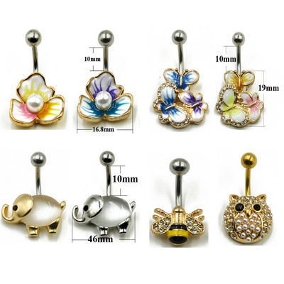 1kom od kirurškog čelika Fashion Flower CZ Fem Prsteni za pupak za piercing za žene Nakit za tijelo za pupak 14 g