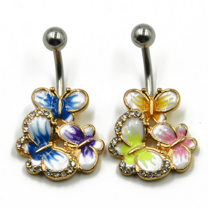 1 τμχ Χειρουργικό ατσάλι Fashion Flower CZ Fem Navel Bar Κοσμήματα με κοιλιά Piercing για γυναίκες Κοσμήματα σώματος ομφαλού 14g