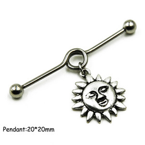 1 τμχ Surgical Steel Sun,Leaf,Moon,Heart,Wing Tribal Wiccan Pagan Tragus Cartilage Helix Βιομηχανικό σκουλαρίκι διάτρησης με μπάρα