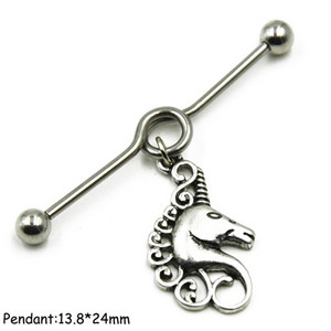 1 τμχ Surgical Steel Sun,Leaf,Moon,Heart,Wing Tribal Wiccan Pagan Tragus Cartilage Helix Βιομηχανικό σκουλαρίκι διάτρησης με μπάρα