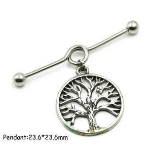 1 τμχ Surgical Steel Sun,Leaf,Moon,Heart,Wing Tribal Wiccan Pagan Tragus Cartilage Helix Βιομηχανικό σκουλαρίκι διάτρησης με μπάρα