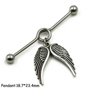 1 τμχ Surgical Steel Sun,Leaf,Moon,Heart,Wing Tribal Wiccan Pagan Tragus Cartilage Helix Βιομηχανικό σκουλαρίκι διάτρησης με μπάρα