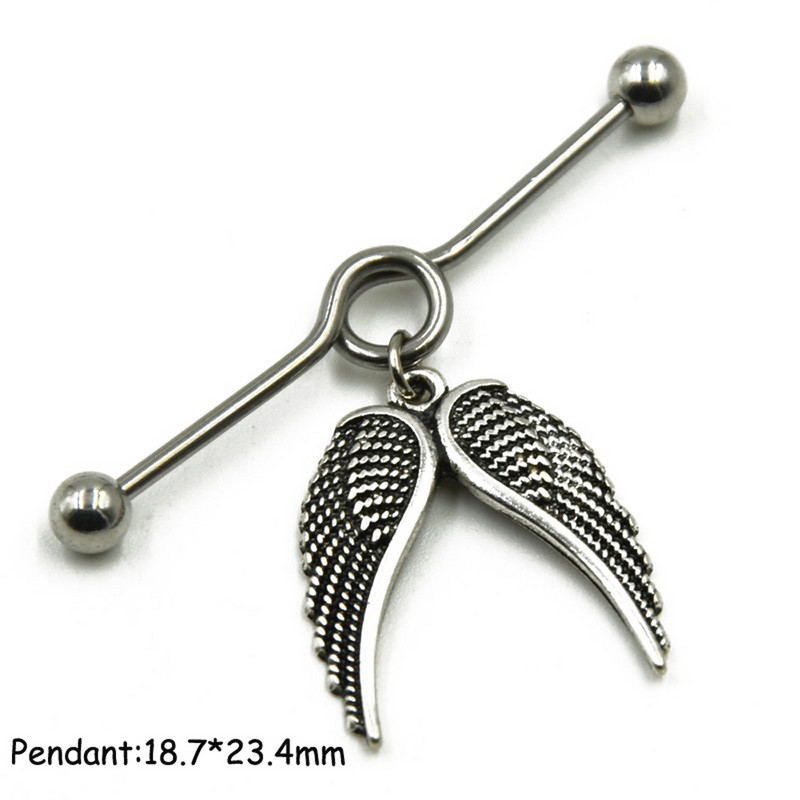 1 τμχ Surgical Steel Sun,Leaf,Moon,Heart,Wing Tribal Wiccan Pagan Tragus Cartilage Helix Βιομηχανικό σκουλαρίκι διάτρησης με μπάρα