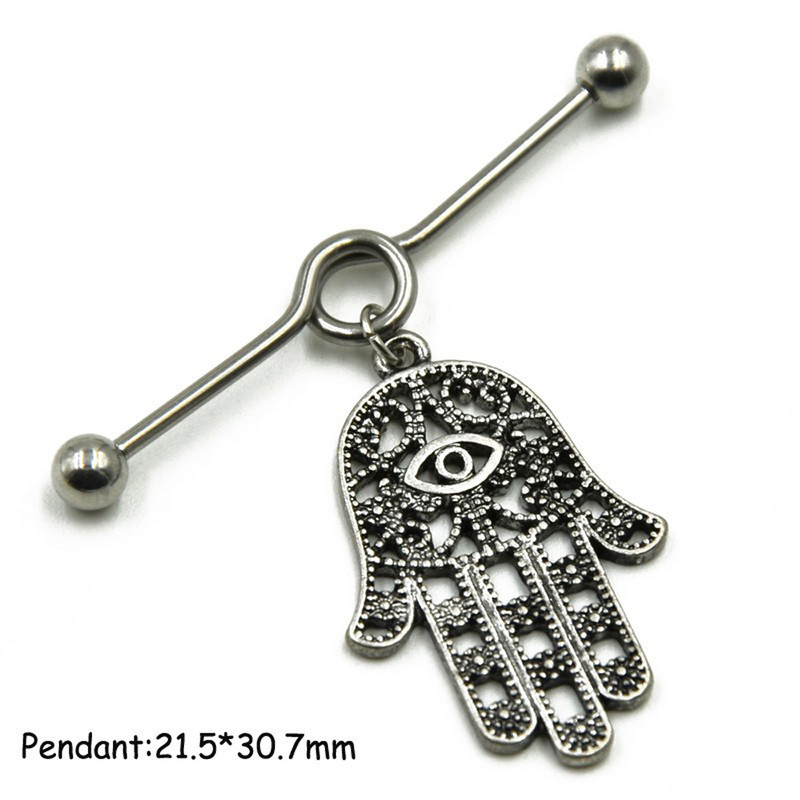 1 τμχ Surgical Steel Sun,Leaf,Moon,Heart,Wing Tribal Wiccan Pagan Tragus Cartilage Helix Βιομηχανικό σκουλαρίκι διάτρησης με μπάρα