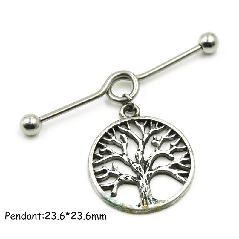 1 τμχ Surgical Steel Sun,Leaf,Moon,Heart,Wing Tribal Wiccan Pagan Tragus Cartilage Helix Βιομηχανικό σκουλαρίκι διάτρησης με μπάρα