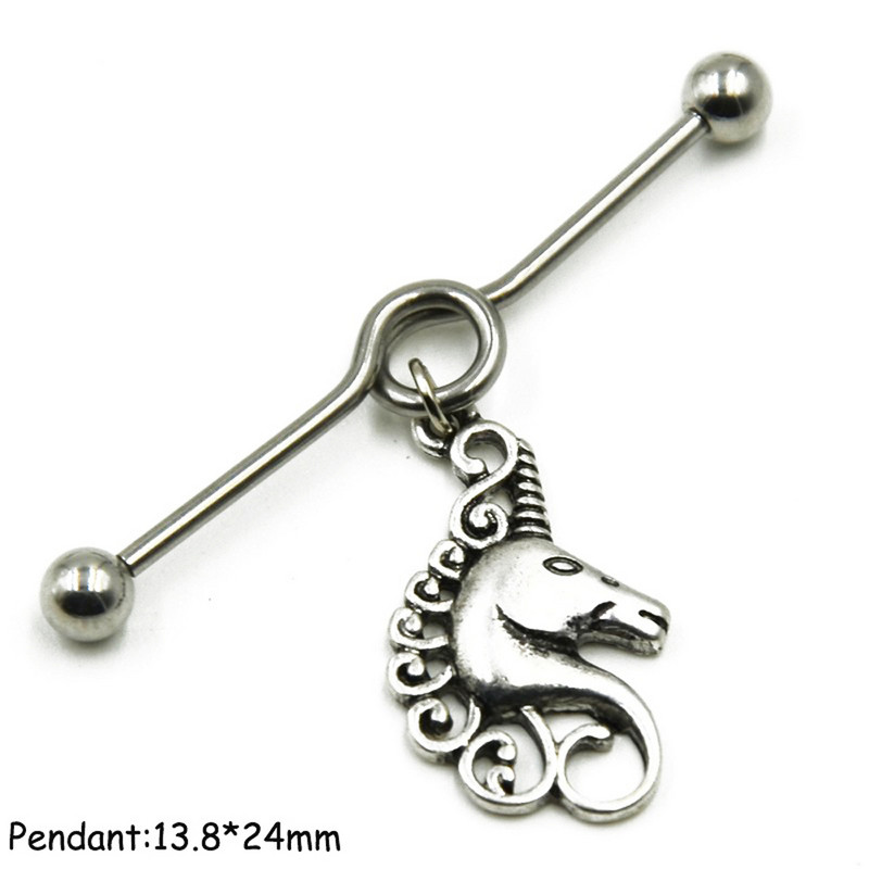 1 τμχ Surgical Steel Sun,Leaf,Moon,Heart,Wing Tribal Wiccan Pagan Tragus Cartilage Helix Βιομηχανικό σκουλαρίκι διάτρησης με μπάρα