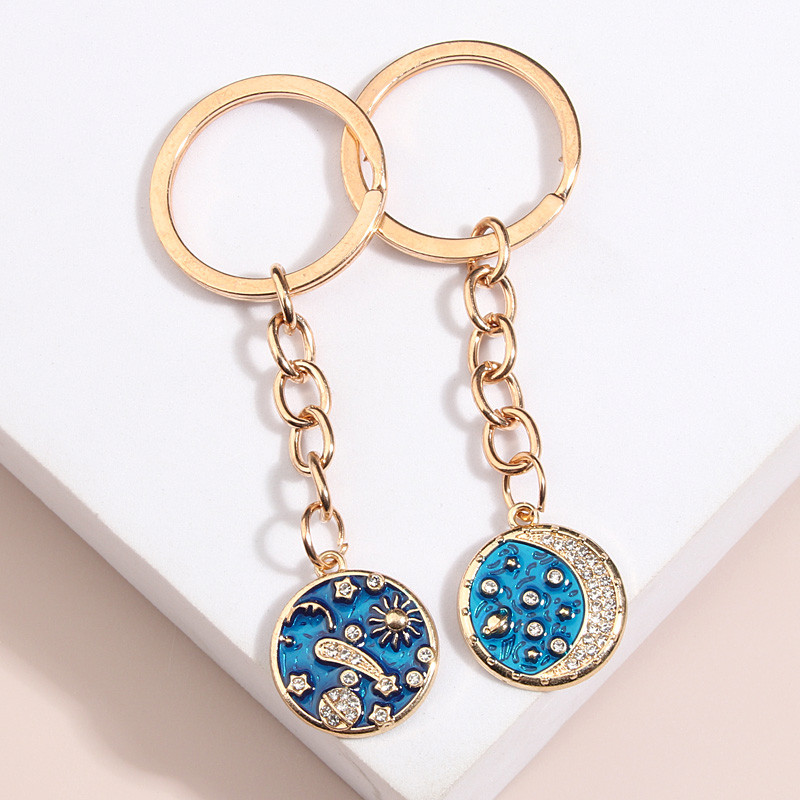 1 set (2 buc) breloc cel mai bun prieten, lună, soare, stea cheie, lanțuri de chei univers, cadouri de suvenir pentru femei, bărbați, bijuterii lucrate manual