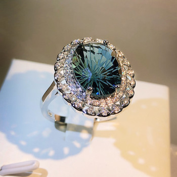 2022 НОВИ луксозни фойерверки занаятчийски сапфирени пръстени за двойка за жени Овални издълбани пълен диамант Подарък за годишнина от годеж Бижута