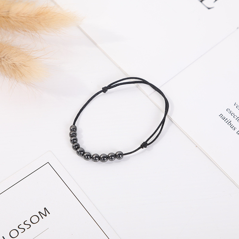 Καλοκαιρινό ποδαράκι με χάντρες από αιματίτη για άνδρες Γυναικεία Απλό χειροποίητο πλεκτό μαύρο σχοινί ρυθμιζόμενο βραχιόλι με αλυσίδα ποδιών Κοσμήματα παραλίας