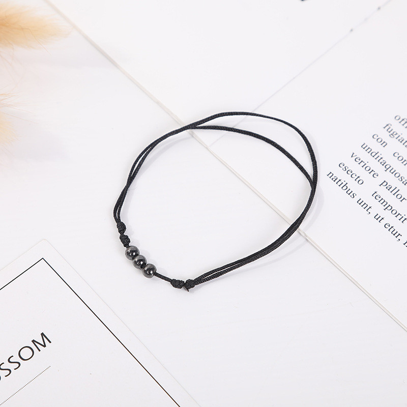 Καλοκαιρινό ποδαράκι με χάντρες από αιματίτη για άνδρες Γυναικεία Απλό χειροποίητο πλεκτό μαύρο σχοινί ρυθμιζόμενο βραχιόλι με αλυσίδα ποδιών Κοσμήματα παραλίας