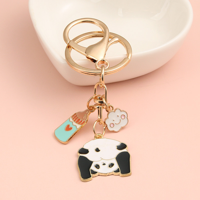 Χαριτωμένο μπουκάλι τροφοδοσίας με μπρελόκ ζώων Smile Cloud Panda Μπρελόκ σμάλτο Μπρελόκ Δώρα Αναμνηστικά για Γυναίκες Ανδρικά Χειροποίητα κοσμήματα
