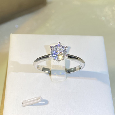 ΝΕΟ Classic Six Claw Flower Στρογγυλό Ολόσωμο Διαμαντένιο Δαχτυλίδι Ζευγάρι Γυναικείο Γεωμετρικό Δώρο για την Ημέρα του Αγίου Βαλεντίνου Κοσμήματα Χονδρικής